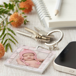 Your Personalised Elegant Pink Grey Marble Pattern Key Ring
