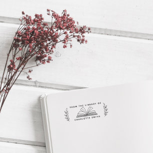 Your Personalised Vintage Library Custom Name Book Rubber Stamp