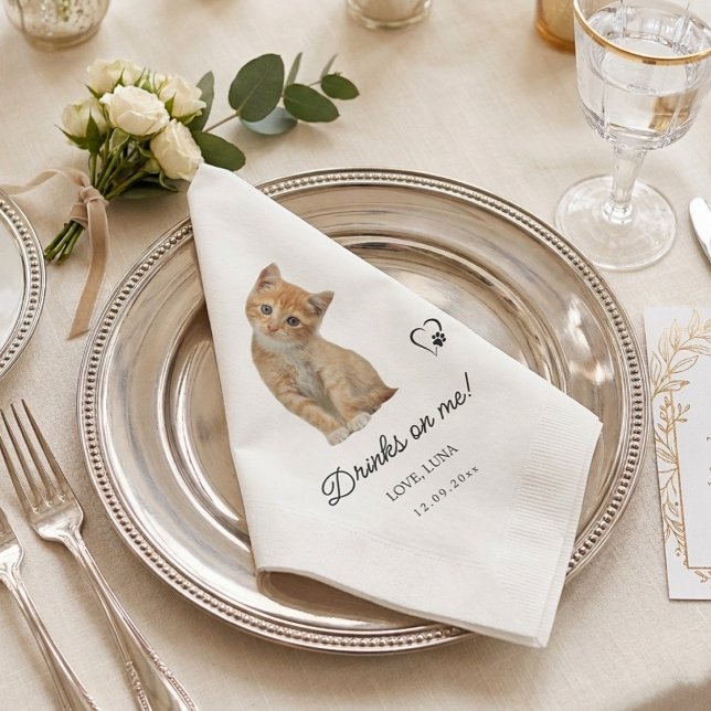 Your Pet Cat Photo Custom Wedding  Napkin (Your Pet Cat Photo Custom Wedding Napkins)