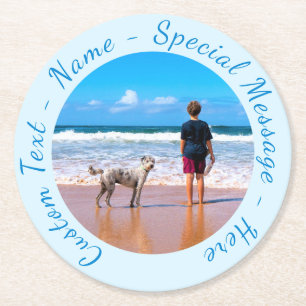 Your Pet Dod Photo Paper Coaster Custom Text Name