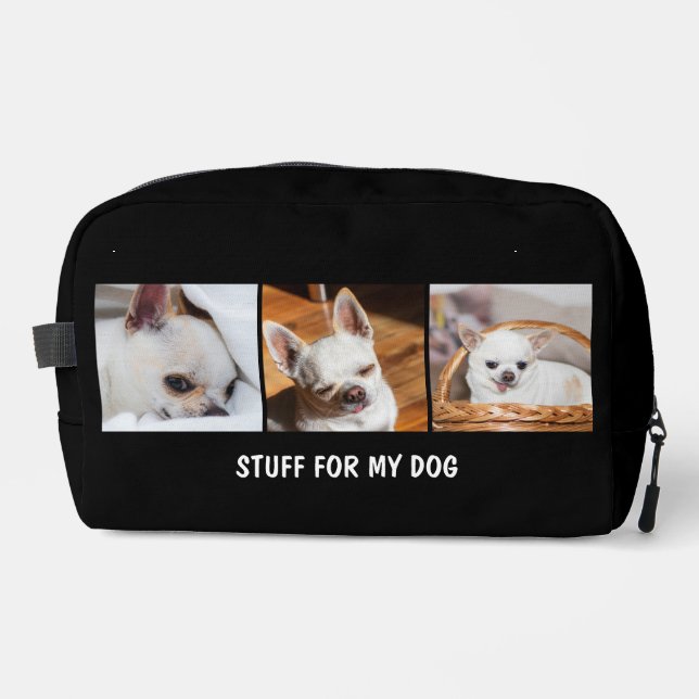 Your pet dog chihuahua custom photos collage text dopp kit (Front)