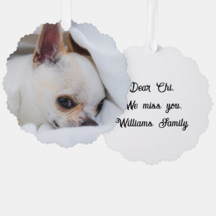 Your pet dog custom photo chihuahua memorial tree decoration card