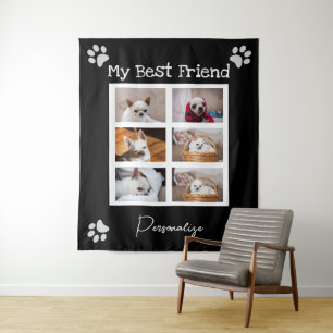 Your pet dog custom photo collage best friend name tapestry