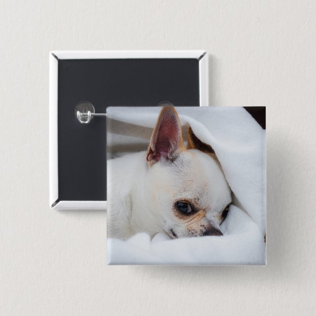 Your pet dog puppy custom photo chihuahua 15 cm square badge (Front & Back)