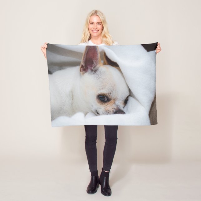 Your pet dog puppy custom photo chihuahua fleece blanket (In Situ)