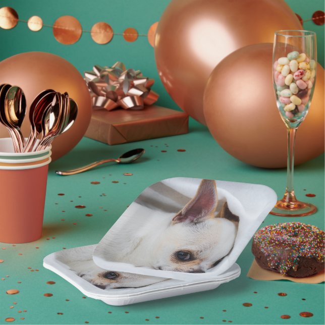 Your pet dog puppy custom photo chihuahua paper plate (Multi)