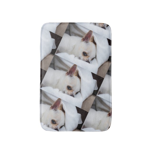 Your pet dog puppy custom photo chihuahua pattern bath mat (Front Vertical)