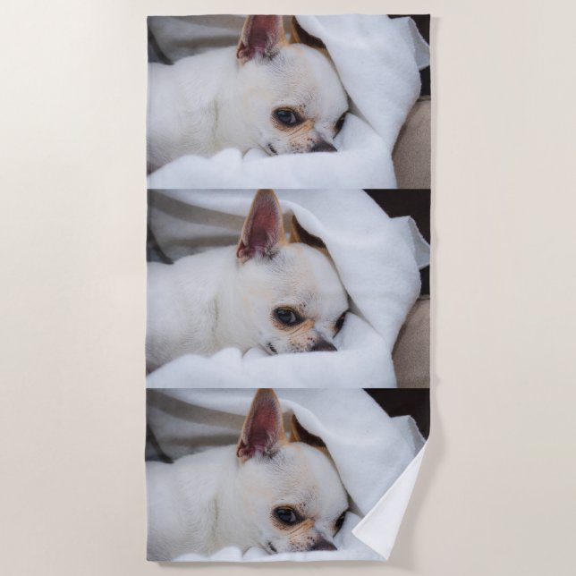 Your pet dog puppy custom photo chihuahua pattern beach towel (Front)