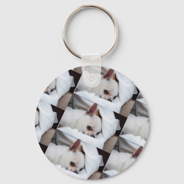 Your pet dog puppy custom photo chihuahua pattern key ring (Front)