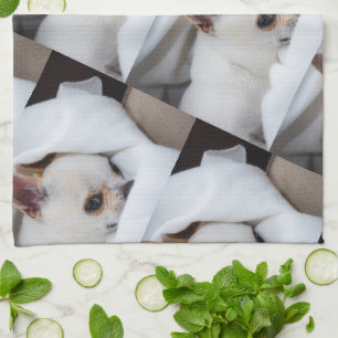Your pet dog puppy custom photo chihuahua pattern tea towel