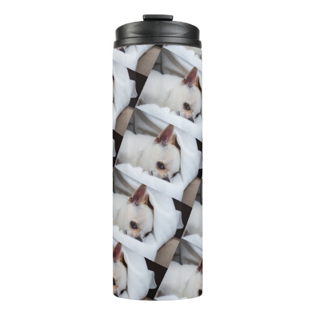 Your pet dog puppy custom photo chihuahua pattern thermal tumbler (Front)