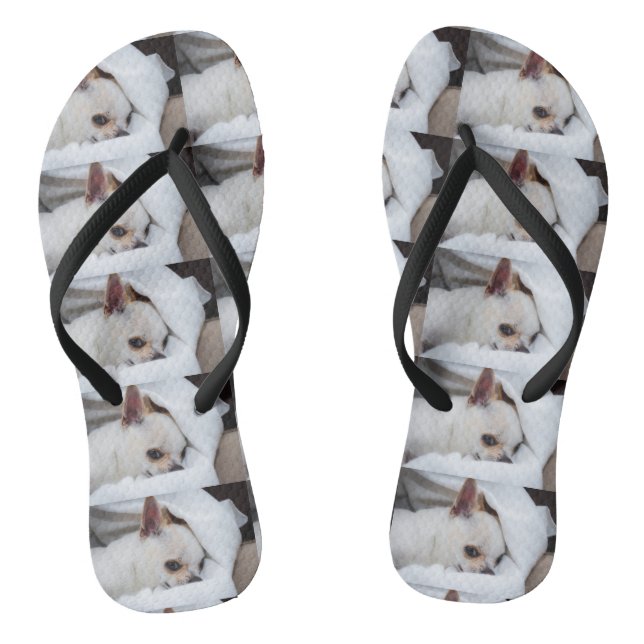 Your pet dog puppy custom photo chihuahua pattern thongs (Footbed)