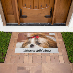 Your pet dog puppy custom photo Customise name Doormat