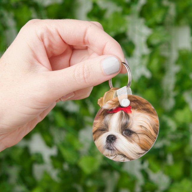 Your pet dog puppy custom photo key ring (Hand)