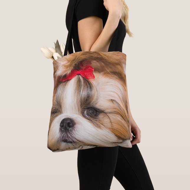 Your pet dog puppy custom photo tote bag (Close Up)