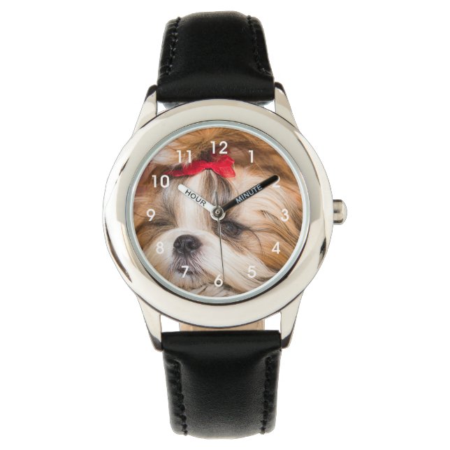 Your pet dog puppy photo clock face watch (Front)