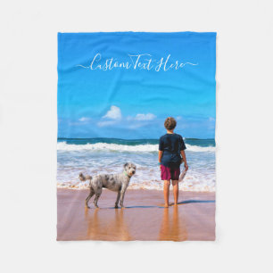 Your Pet Photo Baby Fleece Blanket Custom Text