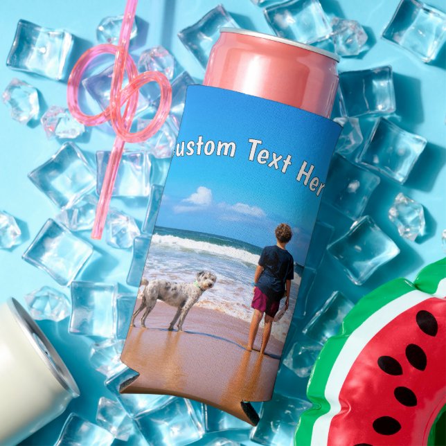 Your Pet Photo Can Cooler with Custom Text (In Situ Summer)