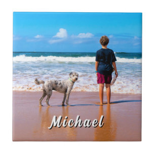 Your Pet Photo Ceramic Tile Gift Personalised Name