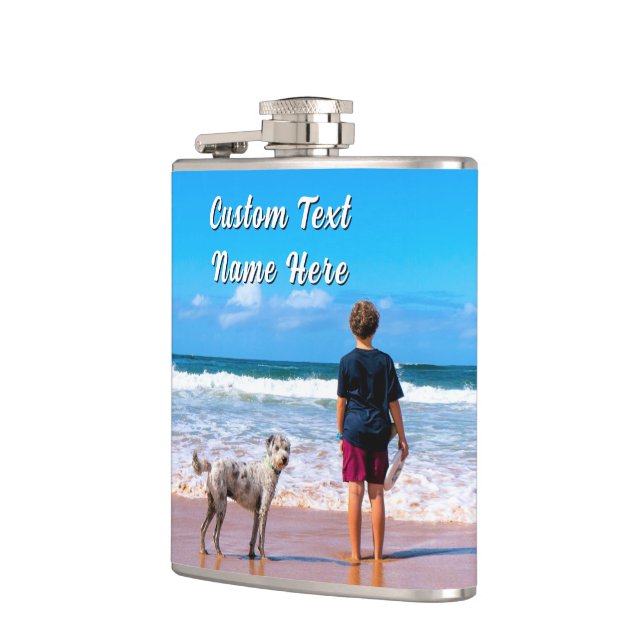 Your Pet Photo Flask Personalised Text (Left)