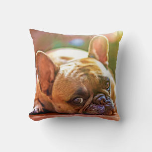 Your Pet Photo French Bulldog Initial Throw Pillow