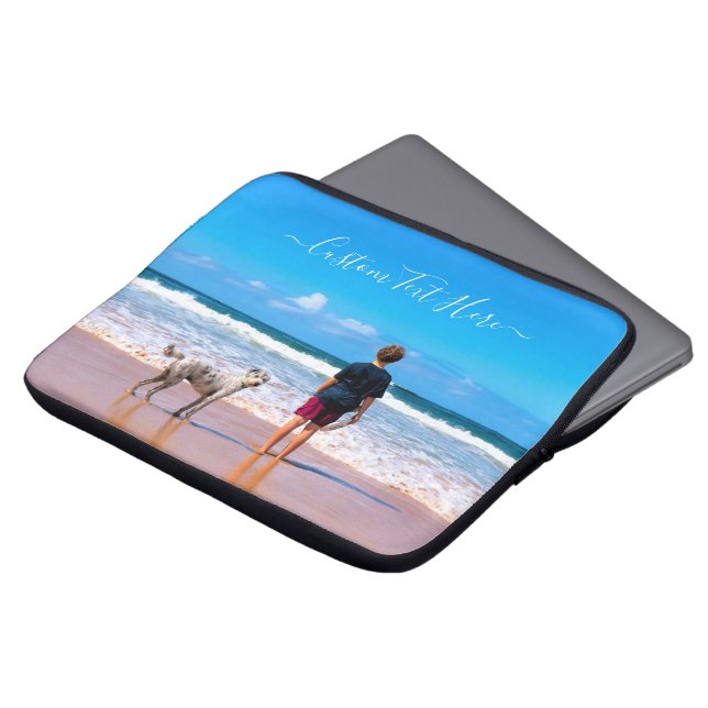 Your Pet Photo Laptop Sleeve with Custom Text (Front Top)
