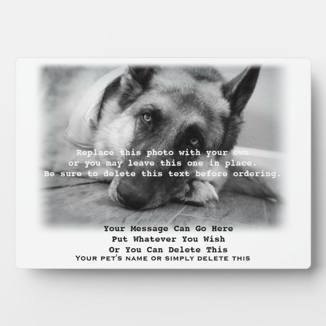 Your Pet Photo Pet Loss Memorial Plaque (Front)