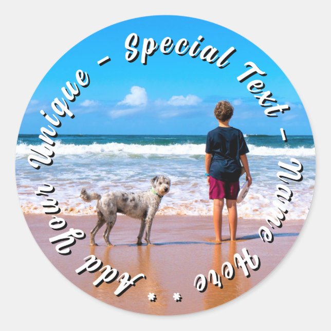 Your Pet Photo Stickers Personalized Text (Front)