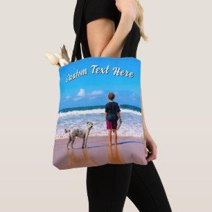 Your Pet Photo Tote Bag Personalized Text