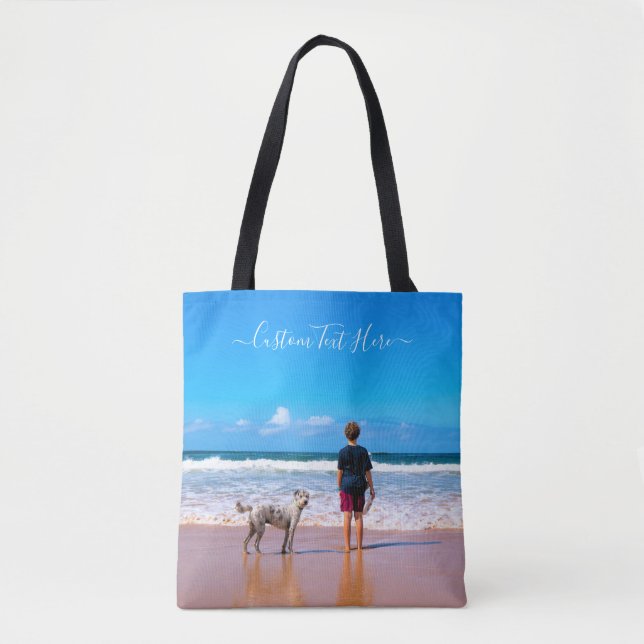 Your Pet Photo Tote Bag with Custom Text (Front)