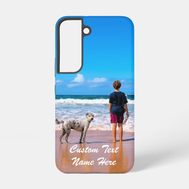 Your Pet Photo with Custom Text Personalised Samsung Galaxy S22 Case (Back)