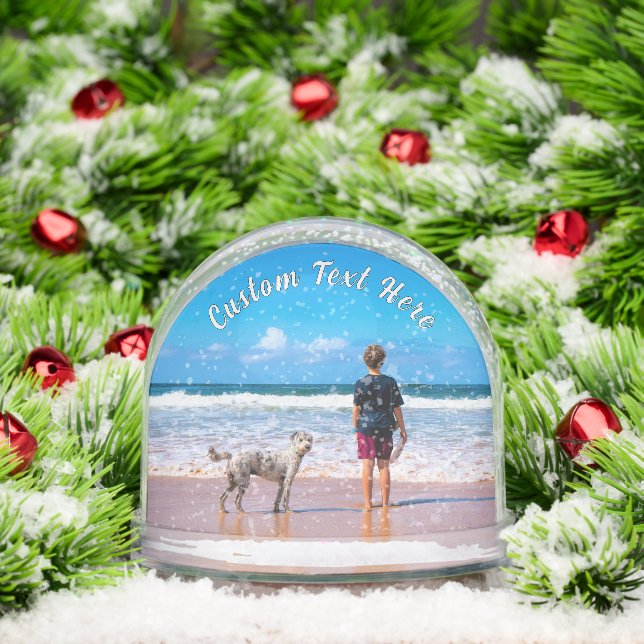 Your Pet Photo with Custom Text Personalised Snowglobe (Christmas)