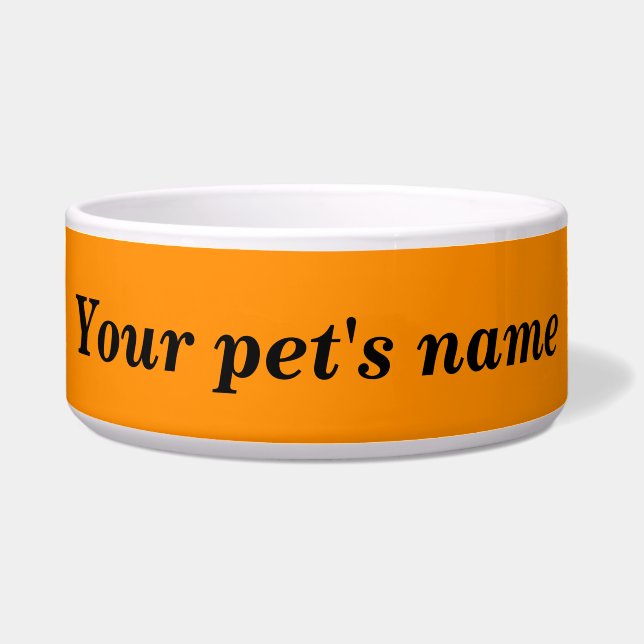Your Pet’s Name With Orange Background on Pet Bowl (Front)