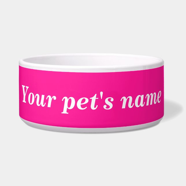 Your Pet’s Name With Pink Background on Pet Bowl (Front)
