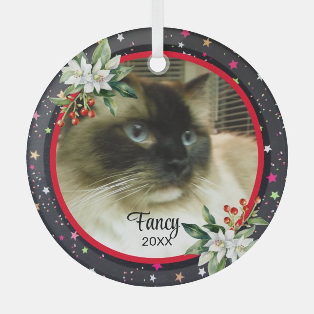 Your Pet's Custom Christmas Photo Ornament (Front)