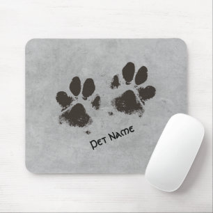 Your Pet's Paw Prints Faux Concrete Personalized Mouse Pad