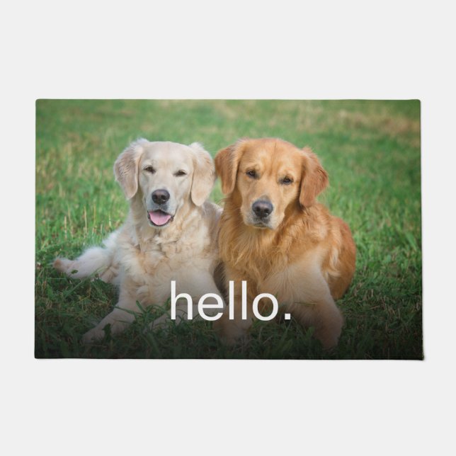 Your Pet's Photo w/ Hello Featuring Dog Cat  Doormat (Front)