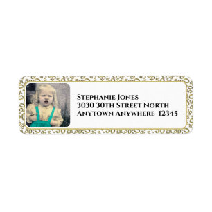 Your Photo 50th Random Number Pattern Gold Return Address Label