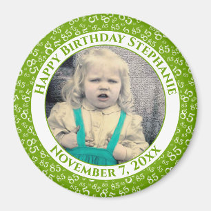 Your Photo 85th Birthday Number Pattern   Green Magnet
