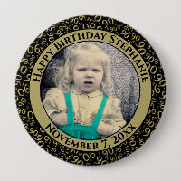 Your Photo 90th Birthday Number Pattern Black/Gold