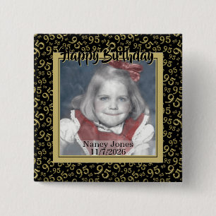 Your Photo 95 Random Number Pattern Black/Gold 15 Cm Square Badge