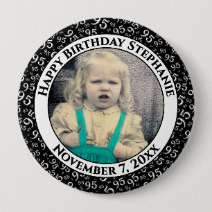 Your Photo 95th Random Number Pattern Black/White 10 Cm Round Badge