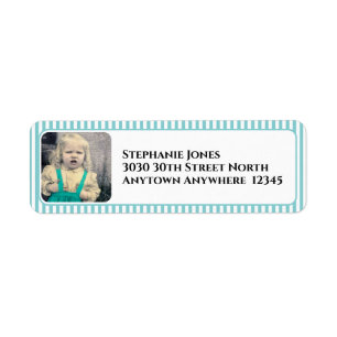 Your Photo All Ages Simple Stripes Pattern Aqua Return Address Label