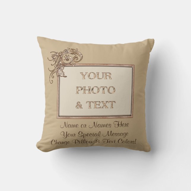 Your Photo and 2 Text Personalised Throw Pillows (Front)