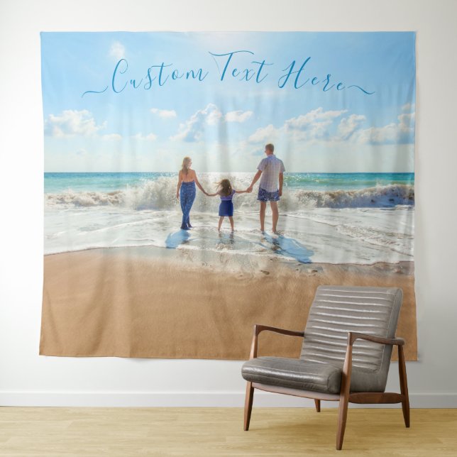 Your Photo and Custom Text Tapestry Personalised (In Situ (Horizontal))