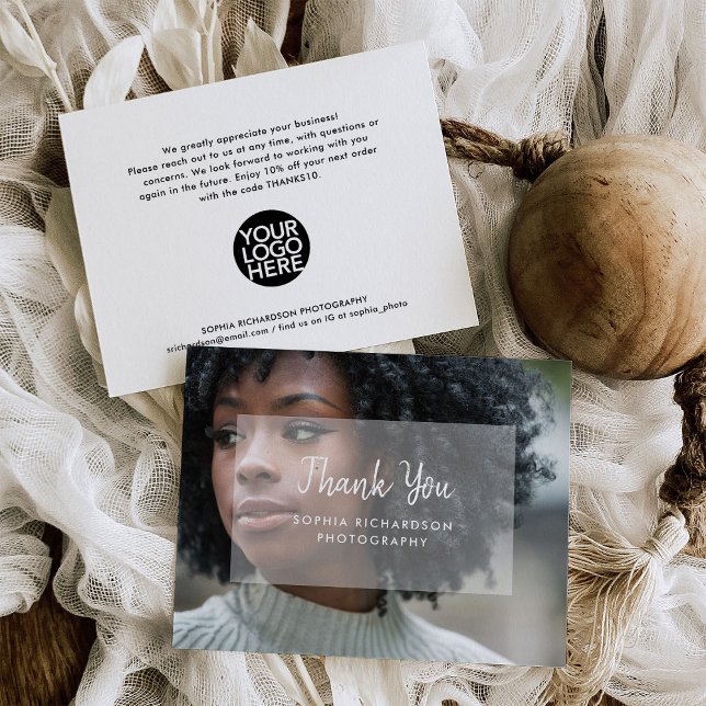 Your Photo and Modern Handwriting | Small Business Thank You Card (A stylish and elegant small business thank you, with modern handwritten script and your photo)
