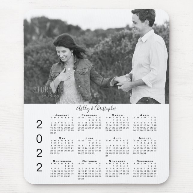 Your Photo and Names Personalised 2022 Calendar Mouse Pad (Front)