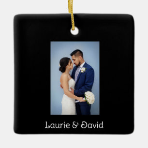 Your Photo and Text on Black Personalised Ceramic Ornament