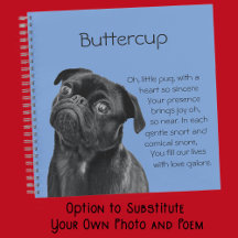 Your Photo and words Black Pug Puppy with Poem