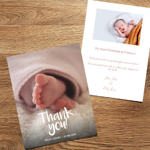 Your photo, baby girl, baby shower thank you card